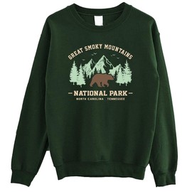 Great Smoky Mountains National Park Sweatshirt - Vintage The Mountain Bear Sweater 5XL Forest Green