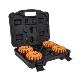 Buyers Products 8891017 Rechargeable Magnetic Road Flare Kit with Carrying Case, 4 Pack, Includes Steady On Mode and 10 Flash Patterns, Rechargeable Road Flare Strobe