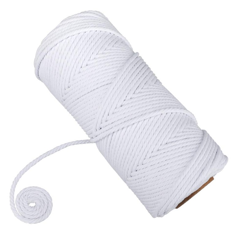 jijAcraft 4MM Cotton Macrame Rope Cord for Crafts,100M White Cotton