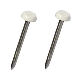 50 x 40mm White UPVC Poly Top Pins Nails Plastic Headed Polytop Stainless Steel