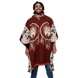 Alpaca Land, Handmade Ecuadorean Alpaca Wool Ponchos (US, Alpha, One Size, Regular, Regular, Red Wolf)