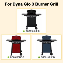 Hipoilk Grill Replacement Parts for Dyna Glo DGC310CNP-D, DGC310RNP-D, DGC310BNP-D, Burner Tubes, Porcelain Steel Grill Grate and Heat Plates Tents for Dyna-Glo 3-Burner Open Cart Propane Gas Grill
