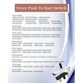WPW10420741 Dryer Push to Start Switch 3977456 Fit for Whirlpool Amana Roper Admiral Dryer Replace 2311744 AP6021228 PS11754549 W10420741