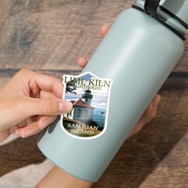 Die Cut Sticker San Juan Island, Washington, Lime Kiln Lighthouse Day Scene, Contour Vinyl Sticker 3 to 6 inches, (Waterproof Decal for Cars, Water Bottles, Laptops, Coolers), Large