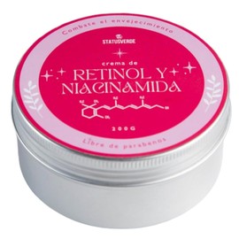 STATUS VERDE, Crema corporal anti manchas con RETINOL (vitamina A) y NIACINAMIDA (vitamina B), blanqueadora, disminuye queratosis en brazos y glúteos, en lata de 200g, aroma a melon-sandia