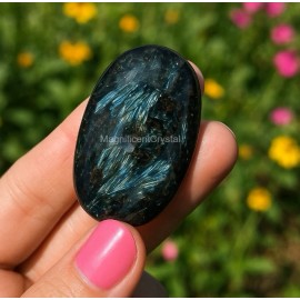 1pcs Arfvedsonite Palmstone Worry Stone Healing Crystal Meditation Reiki Gifts