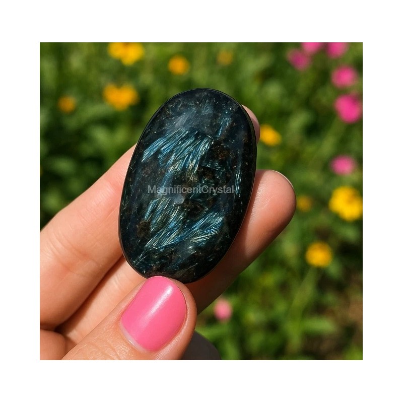 1pcs Arfvedsonite Palmstone Worry Stone Healing Crystal Meditation Reiki Gifts