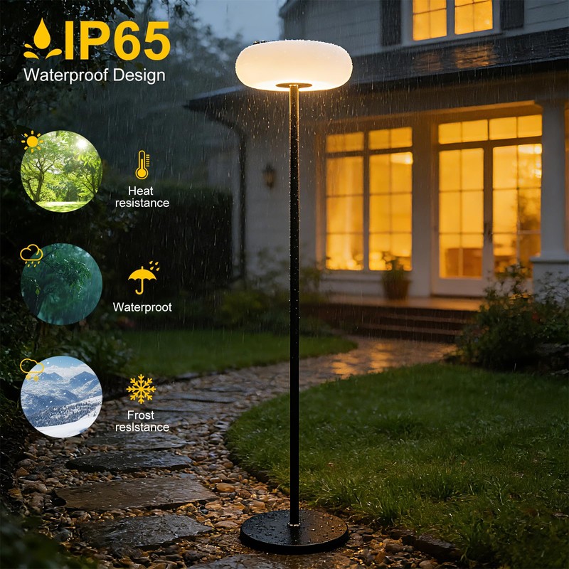 ACOHOOK Solar Outdoor Floor Lamp for Patio, Rechargeable Standing Lamp