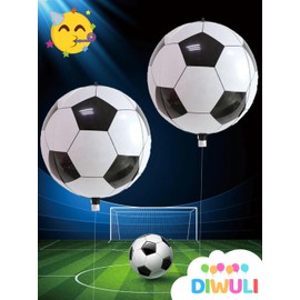 DIWULI Football Decoration Birthday Children Set of 2 Balloons - Football Birthday Decoration, Football Birthday Balloons, Football Decoration, Foil Balloons, Children's Birthday Boy