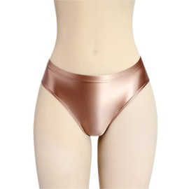 MJINM Women's Low Waist Panty Trunk Stretch Tight Silky Sheer Sports Swimming Bikini Panties Bold Cosplay, Braun