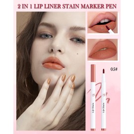 Lip Liner Stain Marker Pen-1Pcs Brown Liquid Lip Tint, Longlasting Waterproof Smudgeproof Quick Dry Lipstick Lipcolor, Precise Chisel Tip Smooth Lip Gloss Pencil, Lip Makeup Lipstain Pen for Women-05