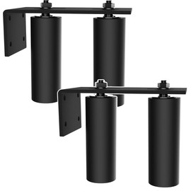 SongYung 6" Gate Roller Guide with L-Bracket, Universal Adjustable Gate Guide Roller,Sliding Gate Rollers,Heavy Duty Sliding Gate Kit for Door Hardware and Sliding Gates(2Pack-Black)
