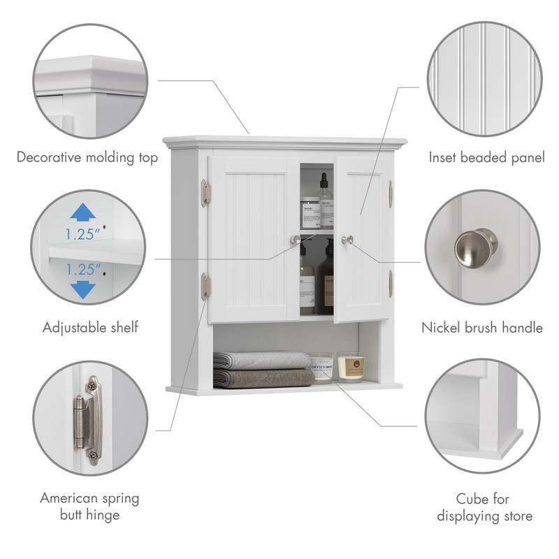 UTEX Bathroom Cabinet Wall Mounted, Wood Hanging Cabinet, Wall Cabinets