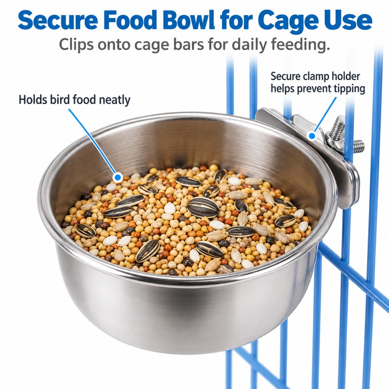 Stainless Steel Bird Feeding Cups for Food & Water –