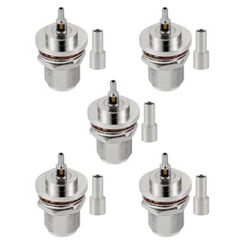 Vecys 5 PCS N Bulkhead Female Crimp RF Connectors 50 ohm N Female Jack RF Coaxial Connector Adapter for RG316 RG174 RF Coax Cable