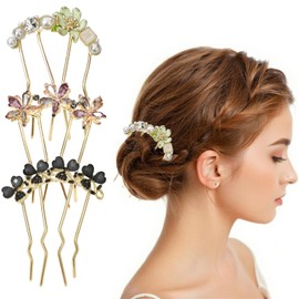 3Pcs U Shaped Hair Pins for Buns U Shaped Hair Pin French Pearl Hairpin Hair Hair Sticks Fork Clip Styling Accessories for Wedding Party Holiday Daily
