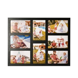 MONT PLEASANT 4x6 Collage Picture Frame Family Photos Display - 8 Openings Collage Picture Frame for Wall for Tabletop Stand Black Picture Frames Set for Home Decor Family Gifts