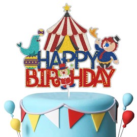 Circus Happy Birthday Cake Toppers Carnival Themed Birthday Party Decorations for Kids Birthday Party Favor Supplies