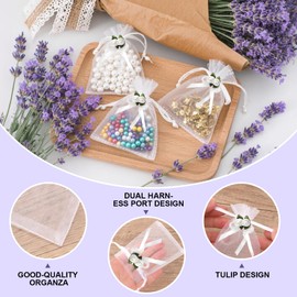 20Pcs White Organza Bags, 7x9 CM Wedding Favor Bags, Small Organza jewellery bags, Drawstring Pouches for Wedding, Jewelry, Anniversary or Party Gifts