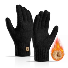 HORADON Men's Winter Warm Knit Gloves, Fleece Lined, Warm Like a Fireplace, Smartphone Compatible, Instant Rising to 5 °C, Winter Gloves, Warm, Warm, Warm, Fashion, Soft, Stretchable, Ergonomic,