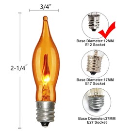 Bokoiuu 12PK Orange Flickering Flame Bulb, C18 1W Power per Candle Warmer Bulb, 12 Lights LED Clear Orange Flame Bulb Dances with Flickering Orange Light, E12 Flame Candelabra Bulb Screw Base