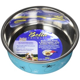 Loving Pets Bella Bowl Designer & Expressions Dog Bowl, Small, Dragonfly, Turquoise (7712)
