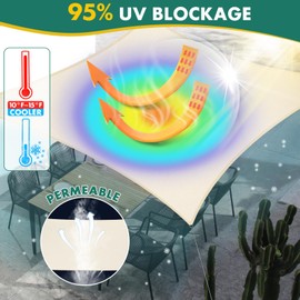 8' x 10' Sun Shade Sail, Rectangle Waterproof Canopy Awning UV Block Sunshade for Outdoor Patio Garden Terrace Backyard Pergola Sunscreen (Ivory) (Customization Acceptable)
