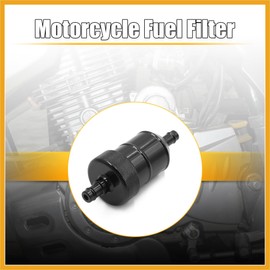 Partuto Aluminum Alloy Motorcycle Petrol Oil Fuel Filter Black for 8mm Hose Replacement