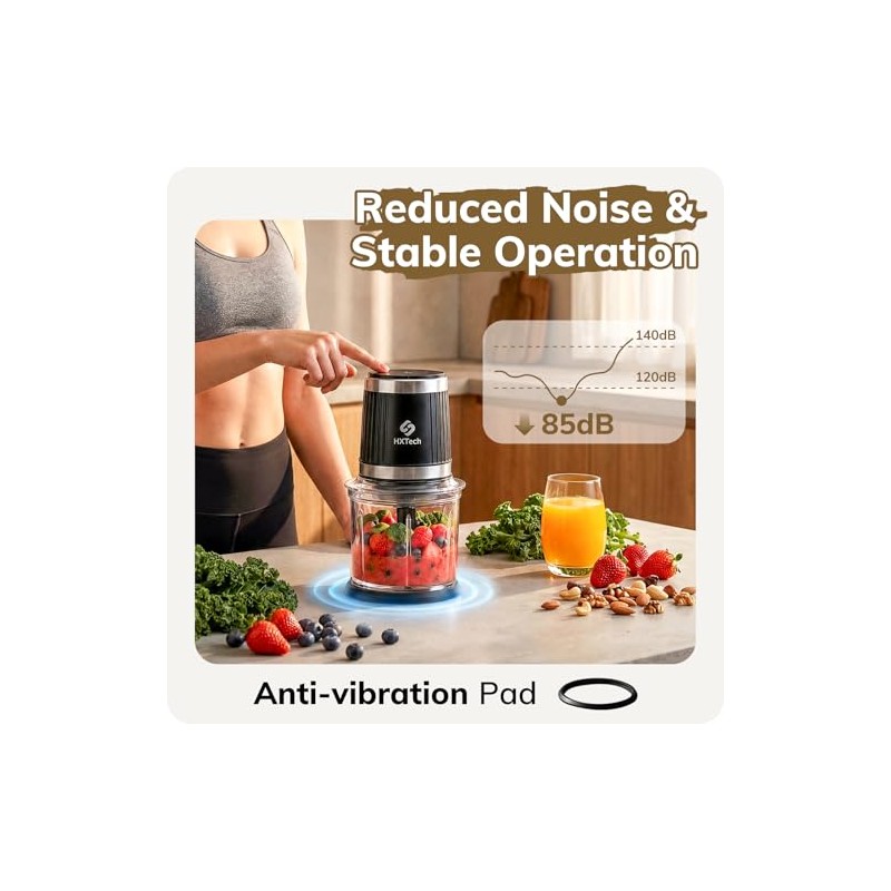 Food Processor Set: 2-Speed Food Chopper with Two 4 Cup