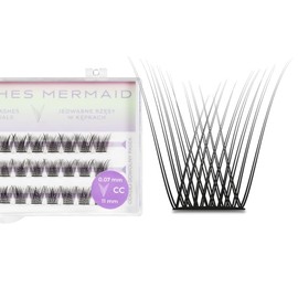MANY BEAUTY False Eyelash Clusters "Mermaid" Pack of 42 - Single Eyelash Extensions 8-18 mm - Cluster Lashes for Eyelash Extension - V-Braiding Artificial Eyelashes (C, 11 mm)