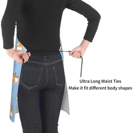 Yipaidel Adjustable Bib Apron Waterproof Kitchen Cooking Baking Apron with 2 Pockets for Chef Men Women-Cute Corgi Butt