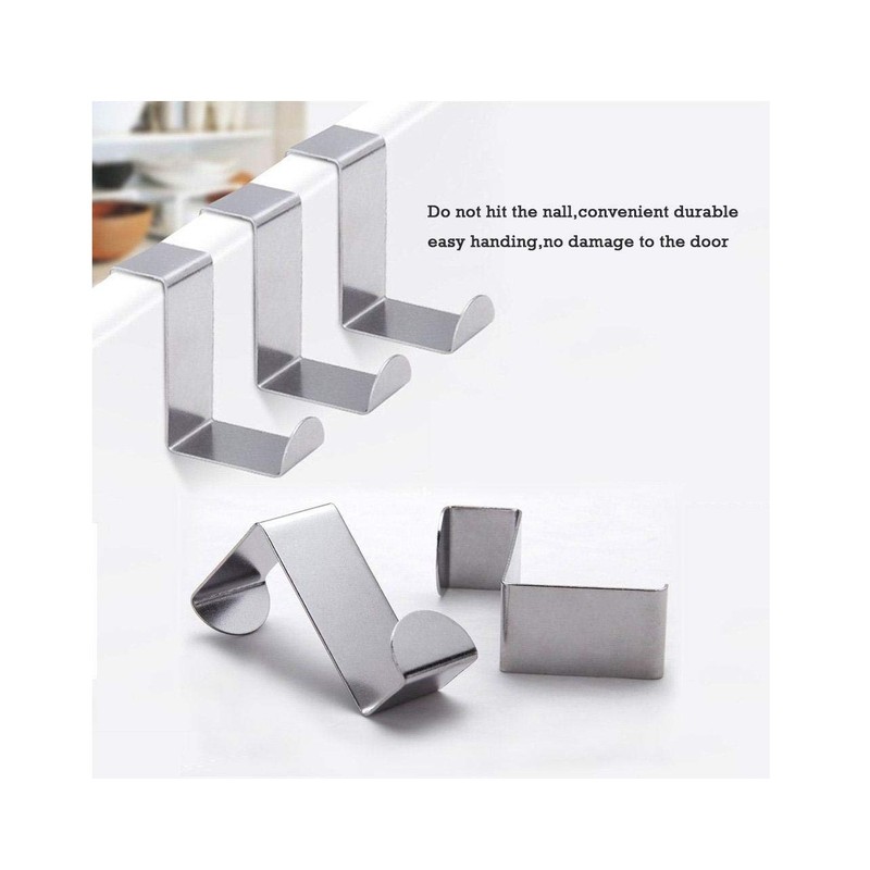 Mr. Gadget's Solutions Stainless Steel Reversible Over Door Hooks for