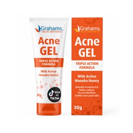 Grahams Natural Acne Gel - Spot Treatment for Pimples & Blemishes on Face, Back & Body for Men & Women - Calms Redness & Clears Spots on Oily & Sensitive Skin - with Witch Hazel, Honey & Aloe Vera 30g