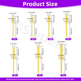 Swpeet 130Pcs 7 Sizes Yellow Large Flange Aluminum Blind Rivets Assortment Kit, Blind Pop Rivets Aluminum Grip and Steel Mandrel Blind Rivets for Metal, Furniture, Automotive