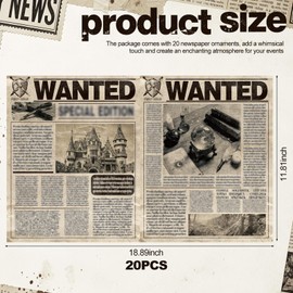 20 Pcs Magical Wizard Party Decor Hanging Newspaper Ornaments
