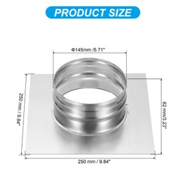 PATIKIL 6" Duct Connector Flange, Dryer Vent Wall Plate Square to Round Straight Pipe Flange Chimney Top Plate for Air Heating Cooling Ventilation Exhaust Fan HVAC System, 10"x10" Base