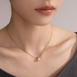 Gold&Deer 14KGP Mellow Pebble Pearl Necklace White Gold / 골드앤디어 14KGP 멜로우 패블 진주 목걸이 화이트골드