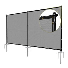 TANG 5'x12' Outdoor Privacy Fence Outdoor Divider Dog Fence with Iron Poles Ground Spikes Air Condition Trash Bin Can Fence for Garden Backyard Patio Yard, Light Gray