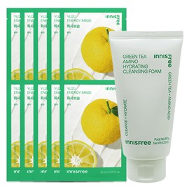 (10 sheets) Innisfree Energy Mask Yuzu + Green Tea Amino Moisture Cleansing Foam / (10매)이니스프리 에너지 마스크 유자+그린티 아미노 수분 클렌징 폼