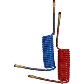 TORQUE Tractor Trailer Air Brake Line Hose Coil Assembly Coiled Set Airline Kit Air Hose for Semi Truck Blue Red, 1/2" NPT Fittings (12' Length x 12" Tractor Lead) (TR022025)