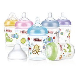 Nuby Biberón 270 ml boca ancha tapa y tetina flujo lento, 1 pieza 270 ml