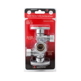 Quarter Turn 3 Way Valve 5/8-Inch OD Inlet by 3/8-Inch OD by 3/8-Inch OD Dual Handle, Lead-Free