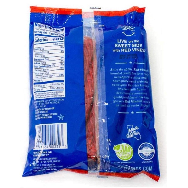 Red Vines Jumbo Licorice, Original Red Flavor, 8oz Bags (12