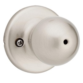 Weiser Yukon Satin Nickel Door Knob, Interior Door Handles/Privacy Knobs for Bedroom and Bathroom Doors, Keyless Bathroom/Bedroom Door Lock, Traditional Home Décor