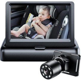 Car Mirror, 4.3'' HD Night Vision Function Car Mirror Display, Rear Facing with Wide Clear View, Safety Car Seat Camera Monitor