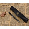 Pen Pouch Leather Single Fountain Pen Case with Button Protective