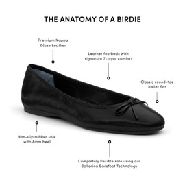 Birdies Women's Hummingbird, Ballet Flats, Noir Leather, 8