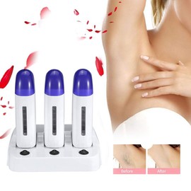 Calentador de Cera Roll-on, Cartucho de Cera Rodillo Depilatorio Calentador de Cera Eléctrica Calentador Encerado Para Belleza Máquina de Depilación Corporal Para Mujeres Y Hombres (US-Triple)