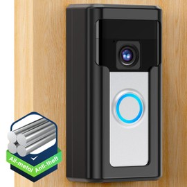 Liwin All-Metal Adhesive Video Doorbell Mount Compatible with Ring/Blink Wireless Video Doorbell, No-Drill Mounting Bracket Wedge Adapter Holder Accessories for Home Rentals, Black