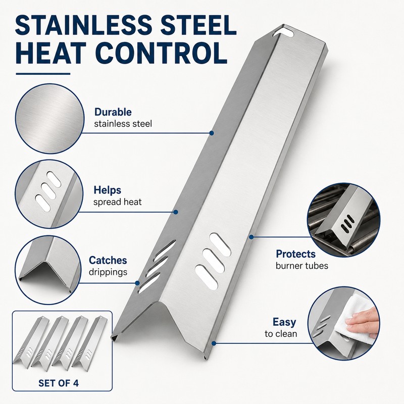 Stainless Steel Grill Heat Tents for Gas Grills – 4-Piece